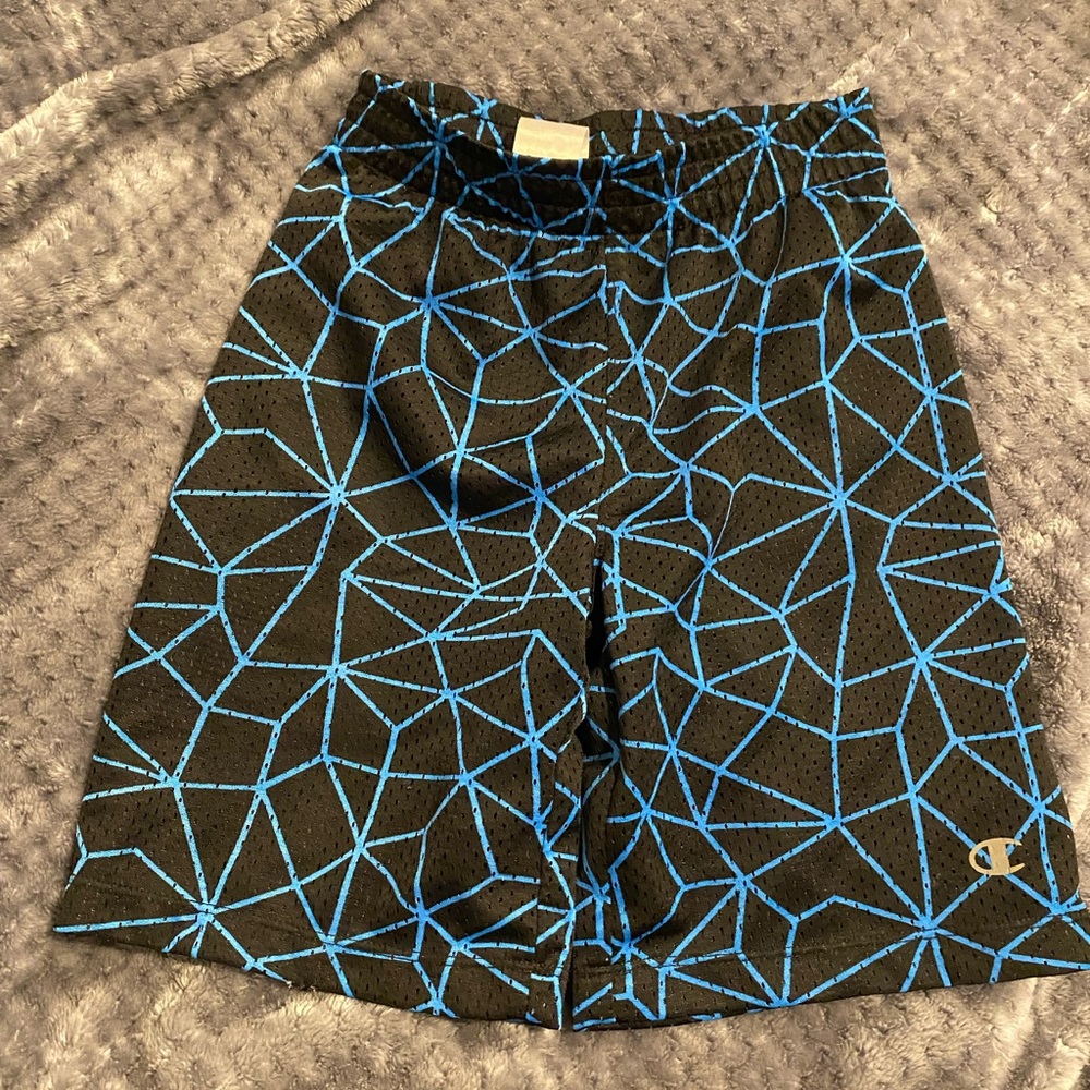 EC boys Champion mesh athletic shorts blue and black sz5T